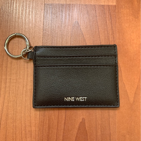 Nine West Black Leather Card Holder with Key Ring - Picture 1 of 3